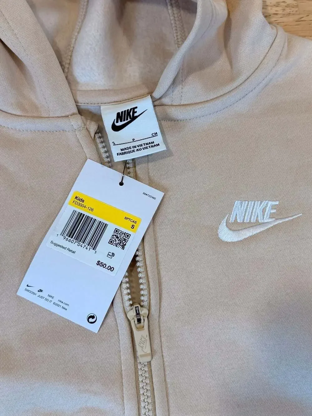 Nike Kids' Sportswear Club Fleece Full-Zip Hoodie Sanddrift